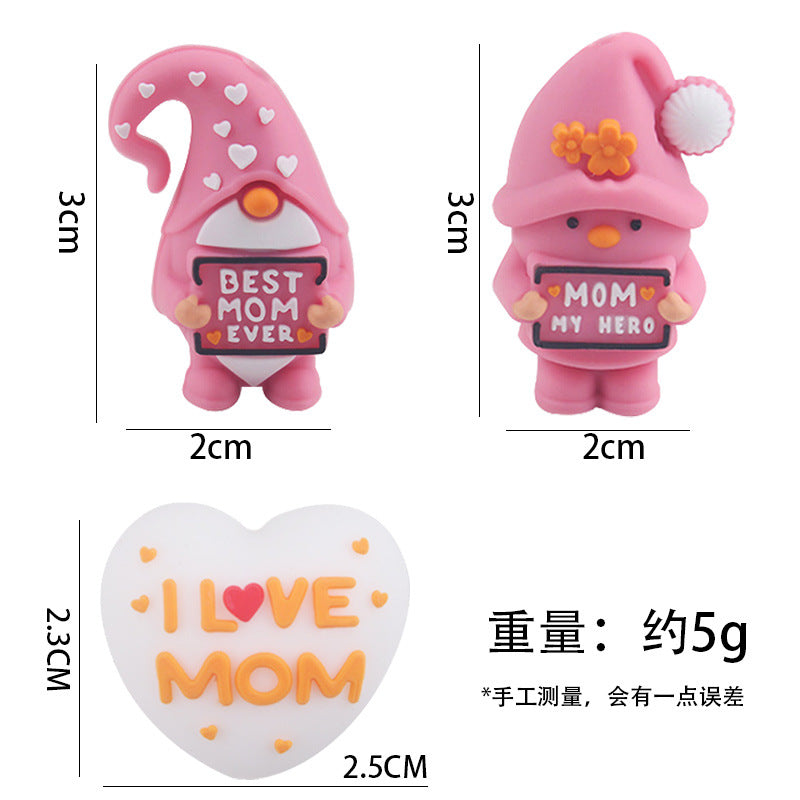 Wholesale 3pcs 3D New Cartoon Silicone Mother's Day Beaded Creative DIY Beaded Pen Bracelet Keychain Accessories